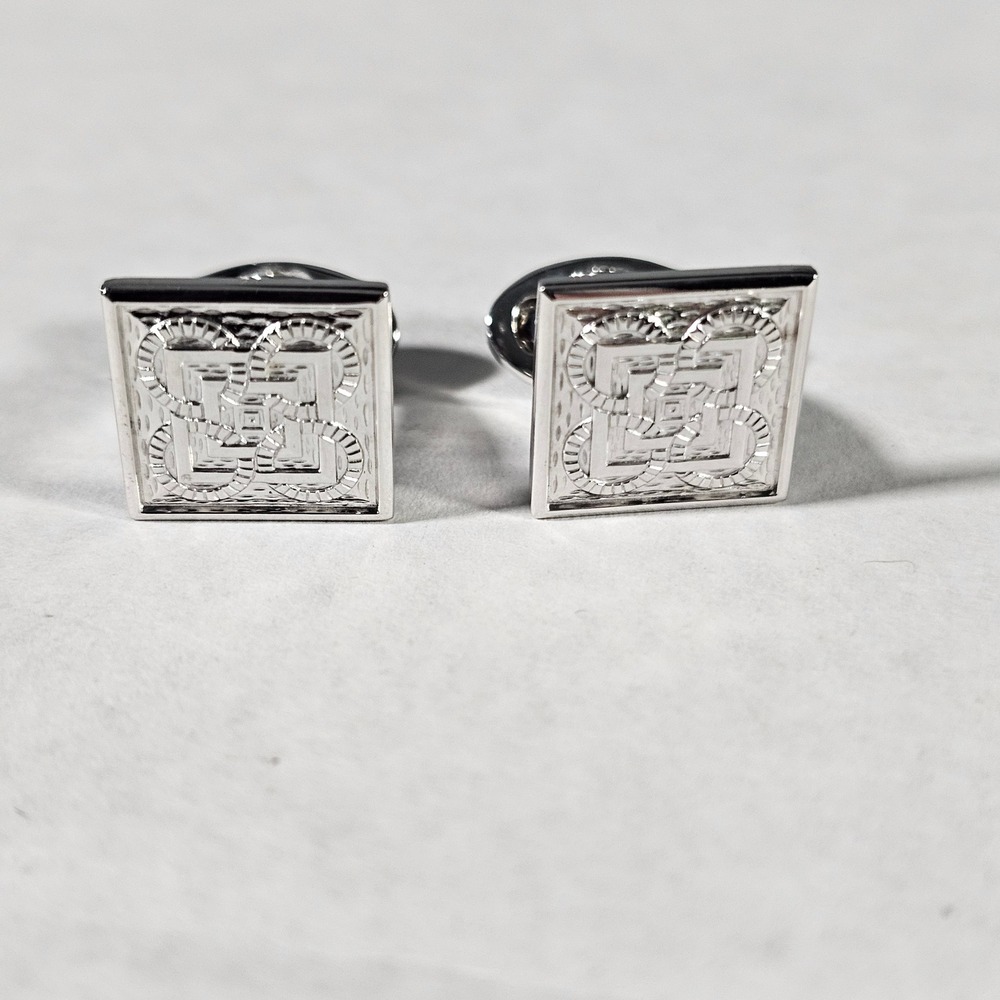 Jan Leslie‎ Cufflinks Mens OS Silver Sterling 925 Geometric Knot Square Formal